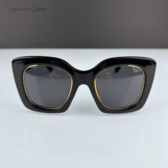 Gucci Women Sunglasses Black Gold Grey Cat Eye GG1151S 001 NEW AUTHENTIC main image 5
